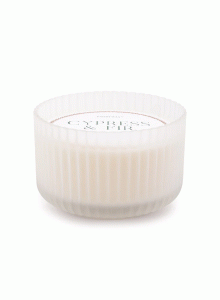 CFH1504EU Cypress and Fir Large 3 Wick Frosted Glass Candle 425g - White